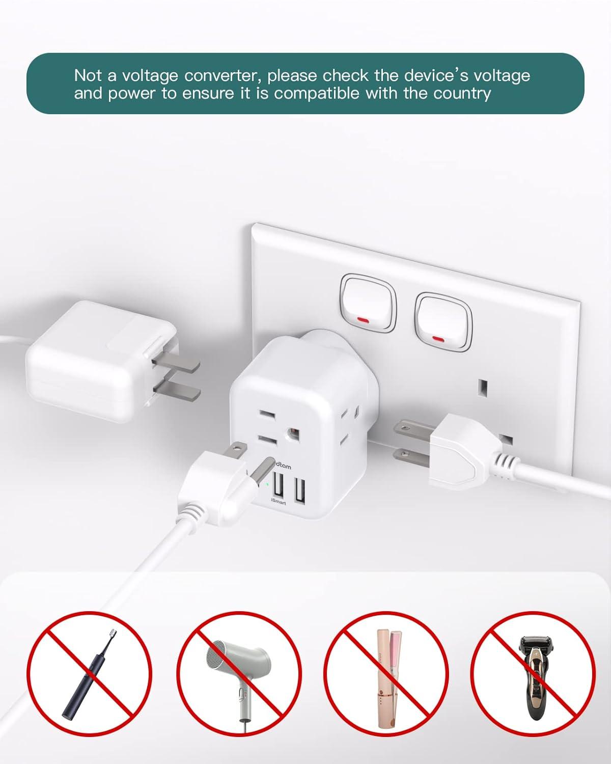 imageAddtam Italy Travel Power Adapter 3 Prong Grounded Plug with 3 USB Charging Ports1 USB C Ports Type L Outlet Adaptor Charger for USA to Italy Uruguay Chile ItalianType G UK Ireland  1 Pack