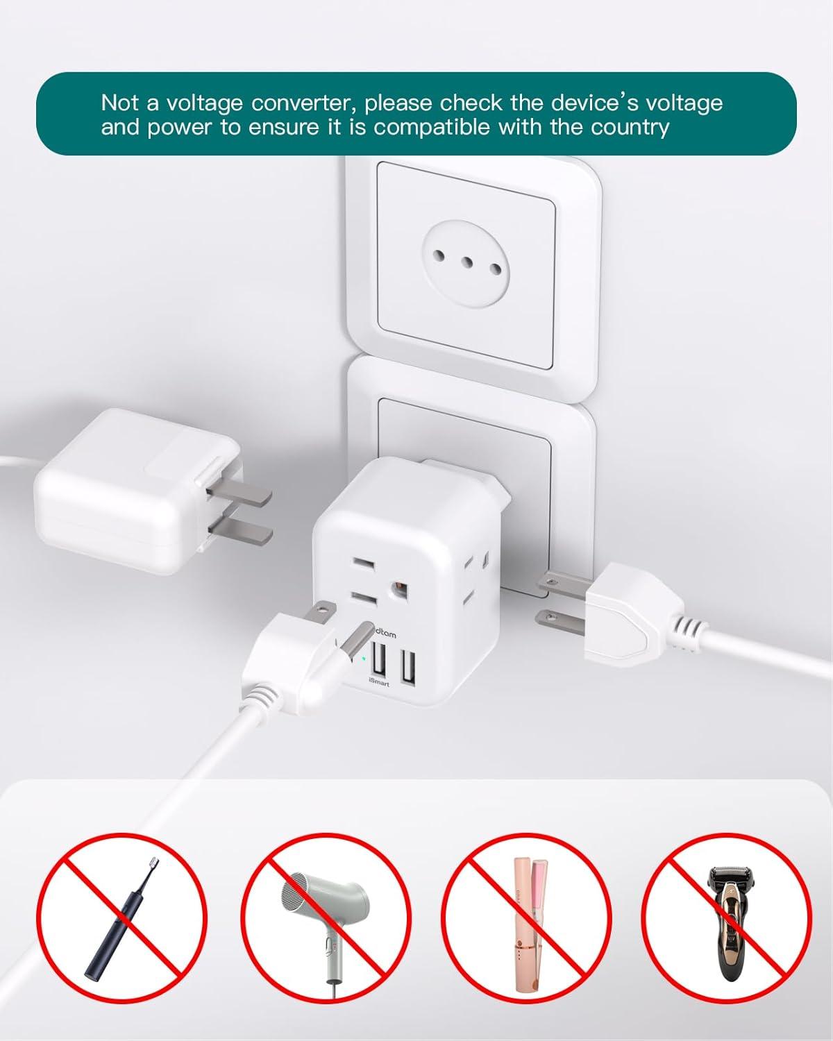 imageAddtam Italy Travel Power Adapter 3 Prong Grounded Plug with 3 USB Charging Ports1 USB C Ports Type L Outlet Adaptor Charger for USA to Italy Uruguay Chile ItalianType L Italy Chile  1 Pack