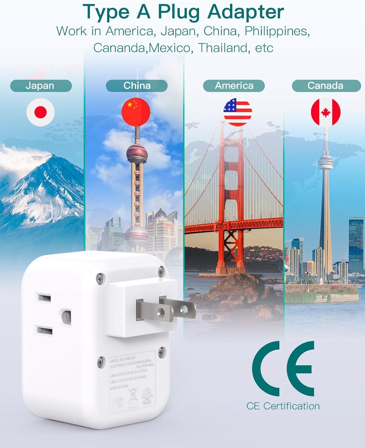 imageAddtam Italy Travel Power Adapter 3 Prong Grounded Plug with 3 USB Charging Ports1 USB C Ports Type L Outlet Adaptor Charger for USA to Italy Uruguay Chile ItalianType A Japan USA China  1 Pack