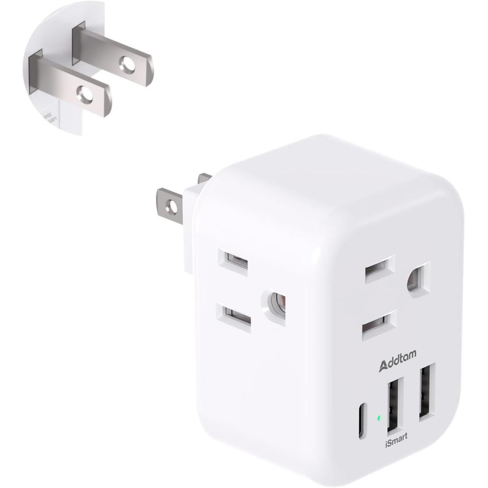 imageAddtam Italy Travel Power Adapter 3 Prong Grounded Plug with 3 USB Charging Ports1 USB C Ports Type L Outlet Adaptor Charger for USA to Italy Uruguay Chile ItalianType A Japan USA China  1 Pack