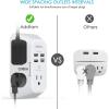 image2 Pack Addtam USB Wall Charger Surge Protector 5 Outlet Extender with 4 USB Charging Ports 1 USB C Outlet 3 Sided 1800J Power Strip Multi Plug Outlets Wall Adapter Spaced for Home Office BlackWhite