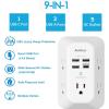 image2 Pack Addtam USB Wall Charger Surge Protector 5 Outlet Extender with 4 USB Charging Ports 1 USB C Outlet 3 Sided 1800J Power Strip Multi Plug Outlets Wall Adapter Spaced for Home Office BlackWhite