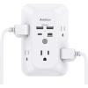 image2 Pack Addtam USB Wall Charger Surge Protector 5 Outlet Extender with 4 USB Charging Ports 1 USB C Outlet 3 Sided 1800J Power Strip Multi Plug Outlets Wall Adapter Spaced for Home Office BlackWhite