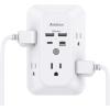 image2 Pack Addtam USB Wall Charger Surge Protector 5 Outlet Extender with 4 USB Charging Ports 1 USB C Outlet 3 Sided 1800J Power Strip Multi Plug Outlets Wall Adapter Spaced for Home Office BlackWhite