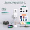 image2 Pack European Travel Plug Adapter US to Europe Plug Adapter with 3 Outlets 3 USB Charging Ports2 USB C Type C Adapter Travel Essentials to Most Europe EU Spain Italy France Germany IcelandType C  Most of Europe