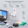 image2 Pack European Travel Plug Adapter US to Europe Plug Adapter with 3 Outlets 3 USB Charging Ports2 USB C Type C Adapter Travel Essentials to Most Europe EU Spain Italy France Germany IcelandType C  Most of Europe