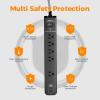 image2 Pack Power Strip Surge Protector  5 Widely Spaced Outlets 3 USB Charging Ports 1875W15A 6Ft Braided Extension Cord Flat Plug Overload Protection Wall Mount for Home Office Dorm Room Essentials25 FT