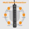 image2 Pack Power Strip Surge Protector  5 Widely Spaced Outlets 3 USB Charging Ports 1875W15A 6Ft Braided Extension Cord Flat Plug Overload Protection Wall Mount for Home Office Dorm Room Essentials10 FT