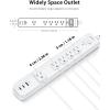 image2 Pack Power Strip Surge Protector  5 Widely Spaced Outlets 3 USB Charging Ports 1875W15A with 5Ft Braided Extension Cord Flat Plug Overload Surge Protection Wall Mount for Home OfficeWhite6FT