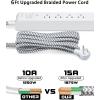 image2 Pack Power Strip Surge Protector  5 Widely Spaced Outlets 3 USB Charging Ports 1875W15A with 5Ft Braided Extension Cord Flat Plug Overload Surge Protection Wall Mount for Home OfficeWhite6FT