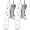 image2 Pack Power Strip Surge Protector  5 Widely Spaced Outlets 3 USB Charging Ports 1875W15A with 5Ft Braided Extension Cord Flat Plug Overload Surge Protection Wall Mount for Home OfficeWhite5FT