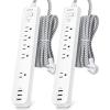 image2 Pack Power Strip Surge Protector  5 Widely Spaced Outlets 3 USB Charging Ports 1875W15A with 5Ft Braided Extension Cord Flat Plug Overload Surge Protection Wall Mount for Home OfficeWhite10FT