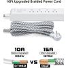 image2 Pack Power Strip Surge Protector  5 Widely Spaced Outlets 3 USB Charging Ports 1875W15A with 5Ft Braided Extension Cord Flat Plug Overload Surge Protection Wall Mount for Home OfficeWhite10FT