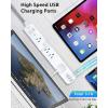 image2 Pack Power Strip Surge Protector  5 Widely Spaced Outlets 3 USB Charging Ports 1875W15A with 5Ft Braided Extension Cord Flat Plug Overload Surge Protection Wall Mount for Home OfficeWhite10FT