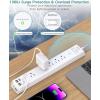image2 Pack Power Strip Surge Protector  5 Widely Spaced Outlets 3 USB Charging Ports 1875W15A with 5Ft Braided Extension Cord Flat Plug Overload Surge Protection Wall Mount for Home OfficeWhite10FT