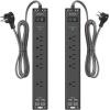 image2 Pack Power Strip Surge Protector  6Ft Extension Cord with 5 Widely Outlets 4 USB 2 USB C Port 1875W15A Wall Mount Flat Plug Desk Charging Station for Home Office College Dorm Room Essentials10 FT