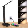 imageAddtam LED Desk Lamp Power Strip with 3 Outlets 4 USB Charging Ports2 USBC 4 Modes 5 Level Brightness Touch Lamp Small Desk Lamp for Home Office College Dorm Room Essentials 10FTBlack