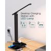 imageAddtam LED Desk Lamp Power Strip with 3 Outlets 4 USB Charging Ports2 USBC 4 Modes 5 Level Brightness Touch Lamp Small Desk Lamp for Home Office College Dorm Room Essentials 10FTBlack