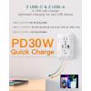imageAddtam USB Wall Charger Surge Protector 5 Outlet Extender with 4 USB Charging Ports 3 Sided 1800J Power Strip Multi Plug Outlets Wall Adapter Spaced for Home Office 2 Pack6 AC Outlets  PD30W  1 Pack