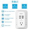 imageAddtam USB Wall Charger Surge Protector 5 Outlet Extender with 4 USB Charging Ports 3 Sided 1800J Power Strip Multi Plug Outlets Wall Adapter Spaced for Home Office 2 Pack5 AC Outlets  2 Pack