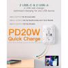 imageAddtam USB Wall Charger Surge Protector 5 Outlet Extender with 4 USB Charging Ports 3 Sided 1800J Power Strip Multi Plug Outlets Wall Adapter Spaced for Home Office 2 Pack6 AC Outlets  PD20W  1 Pack