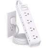 imageFlat Plug Power Strip Ultra Thin Flat Extension Cord  Addtam 12 Widely AC 3 Sides Multiple Outlets 5Ft 1050J Surge Protector Wall Mount Desk Charging Station for Home Office Dorm Room EssentialsWhite