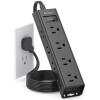imageFlat Plug Power Strip Ultra Thin Flat Extension Cord  Addtam 12 Widely AC 3 Sides Multiple Outlets 5Ft 1050J Surge Protector Wall Mount Desk Charging Station for Home Office Dorm Room EssentialsBlack