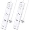 imageFlat Plug Power Strip Ultra Thin Flat Extension Cord  Addtam 12 Widely AC 3 Sides Multiple Outlets 5Ft 1050J Surge Protector Wall Mount Desk Charging Station for Home Office Dorm Room EssentialsWhite