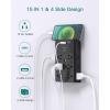 imageMulti Plug Outlet  Addtam Surge Protector Wall Mount with 12 Outlet Extender 3 Sides and 3 USB Ports 1 USBC Outlet Splitter Power Strip for Home Office Hotel BlackBlack
