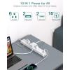 imagePower Strip Surge Protector with USB C  Flat Plug Extension Cord with 6 AC Outlets 4 USB 2 USB C Wall Mount 5ft 900 J Multi Plug Outlet Extender for Home Office Dorm Room Essentials10 FT