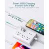 imagePower Strip with USB Addtam ETL Certificate Flat Plug Extension Cord with 3 USB Ports 3 Widely Spaced Outlets 5 Feet Braided Cord Desktop Small Travel Power Strip for Cruise Ship Home OfficeWhite