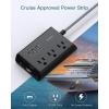 imagePower Strip with USB Addtam ETL Certificate Flat Plug Extension Cord with 3 USB Ports 3 Widely Spaced Outlets 5 Feet Braided Cord Desktop Small Travel Power Strip for Cruise Ship Home OfficeBlack