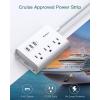 imagePower Strip with USB Addtam ETL Certificate Flat Plug Extension Cord with 3 USB Ports 3 Widely Spaced Outlets 5 Feet Braided Cord Desktop Small Travel Power Strip for Cruise Ship Home OfficeWhite