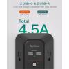 imageSurge Protector Outlet Extender  Addtam 5Outlet Splitter with 4 USB Wall Charger2 USBC Ports Multi Plug Outlet Power Strip for Home Dorm Room Essentials Black2C2A