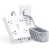 imageSurge Protector Power Strip 10 ft Addtam Flat Plug Extension Cord with 4 USB Wall Charger2 USB C Port 4 Widely Outlets Desk Charging Station Home Office and College Dorm Room EssentialsWhite