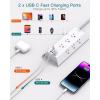 imageSurge Protector Power Strip 15 ft Addtam Flat Plug Extension Cord with 4 USB Wall Charger2 USB C Port 9 Widely Outlets Desk Charging Station Home Office and College Dorm Room Essentials5 FT