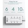 imageSurge Protector Power Strip Addtam Flat Plug Extension Cord with 6 Outlet 4 USB Ports 2 USB C 5FT Outlet Extender Strip for Home Office College Dorm Room Essentials10 FT