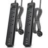 image2 Pack Power Strip Surge Protector  5 Widely Spaced Outlets 3 USB Charging Ports 1875W15A 6Ft Braided Extension Cord Flat Plug Overload Protection Wall Mount for Home Office Dorm Room Essentials15 FT