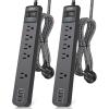 image2 Pack Power Strip Surge Protector  5 Widely Spaced Outlets 3 USB Charging Ports 1875W15A 6Ft Braided Extension Cord Flat Plug Overload Protection Wall Mount for Home Office Dorm Room Essentials25 FT