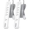 image2 Pack Power Strip Surge Protector  5 Widely Spaced Outlets 3 USB Charging Ports 1875W15A with 5Ft Braided Extension Cord Flat Plug Overload Surge Protection Wall Mount for Home OfficeWhite15FT