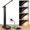 imageAddtam LED Desk Lamp Power Strip with 3 Outlets 4 USB Charging Ports2 USBC 4 Modes 5 Level Brightness Touch Lamp Small Desk Lamp for Home Office College Dorm Room Essentials 10FTBlack