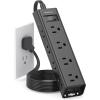 imageFlat Plug Power Strip Ultra Thin Flat Extension Cord  Addtam 12 Widely AC 3 Sides Multiple Outlets 5Ft 1050J Surge Protector Wall Mount Desk Charging Station for Home Office Dorm Room EssentialsBlack