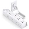 imageFlat Plug Power Strip Ultra Thin Flat Extension Cord  Addtam 12 Widely AC 3 Sides Multiple Outlets 5Ft 1050J Surge Protector Wall Mount Desk Charging Station for Home Office Dorm Room EssentialsWhite