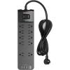 imagePower Strip  Addtam Surge Protector with 10 Outlets and 4 USB Ports 6 Feet Extension Cord with Flat Plug 2700 Joules ETL Listed BlackBlack