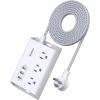 imagePower Strip with USB Addtam ETL Certificate Flat Plug Extension Cord with 3 USB Ports 3 Widely Spaced Outlets 5 Feet Braided Cord Desktop Small Travel Power Strip for Cruise Ship Home OfficeWhite