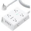 imageSurge Protector Power Strip  8 Widely Outlets with 4 USB Ports1 USB C Outlet Addtam 3Side Outlet Extender Strip with 5Ft Extension Cord Flat Plug Wall Mount for Dorm Home Office ETL ListedWhite