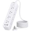 imageSurge Protector Power Strip 15 ft Cord Flat Plug Extension Cord with 12 Outlets 3 USB Ports2 USB C Long Cord Power Strips with Surge Protection 15ft for Home Office Dorm Room Essentials15 FT