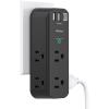 imageSurge Protector Wall Outlet Extender Multi Plug Outlet with Rotating Plug 6 AC Outlets 3 USB Ports 2 USB C 1800J 3Side Power Strip Wall Mount Outlet Splitter for College Dorm Travel EssentialsBlack