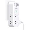 imageSurge Protector Wall Outlet Extender Multi Plug Outlet with Rotating Plug 6 AC Outlets 3 USB Ports 2 USB C 1800J 3Side Power Strip Wall Mount Outlet Splitter for College Dorm Travel EssentialsWhite