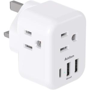 imageAddtam Italy Travel Power Adapter 3 Prong Grounded Plug with 3 USB Charging Ports1 USB C Ports Type L Outlet Adaptor Charger for USA to Italy Uruguay Chile ItalianType G UK Ireland  1 Pack